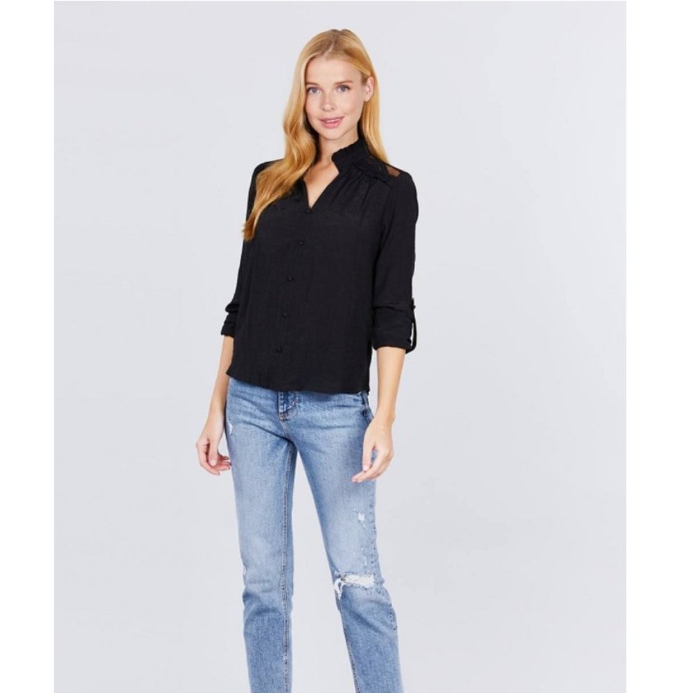 Adorable Woven Tunic with Back Lace Detail